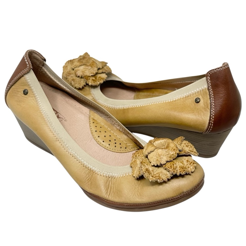 Pikolinos Brown Leather Wedge Shoes Woman Size 37 Size 6.5 - 7